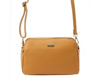 Tříoddílová malá kožená hnědá crossbody kabelka Mia More no. 046 hnědá, kůže