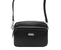 Malá kožená černá crossbody kabelka Mia More no. 062 silver černá, kůže