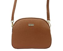 Tříoddílová hnědá kožená crossbody kabelka Mia More no. 064 hnědá, syntetická kůže