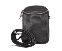 Dvouoddílová malá kožená černá crossbody kabelka Vera Pelle no. 72 černá, kůže