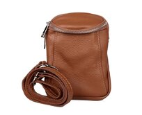 Dvouoddílová malá kožená hnědá crossbody kabelka Vera Pelle no. 72 hnědá, kůže