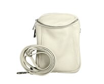 Dvouoddílová malá kožená světlá latté crossbody kabelka Vera Pelle no. 72 béžová, kůže