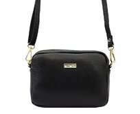 Malá černá kožená crossbody kabelka MiaMore no. 59 černá, kůže