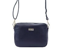 Malá tmavěmodrá kožená crossbody kabelka MiaMore no. 59 tmavěmodrá, kůže