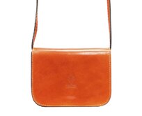 Oranžovo-hnědá pevná kožená crossbody kabelka Florence 43 oranžová, kůže