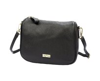 Malá kožená černá crossbody kabelka Mia More no. 003 černá, kůže