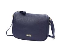 Malá kožená tmavěmodrá crossbody kabelka Mia More no. 003 tmavěmodrá, kůže