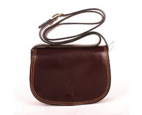 Tmavěhnědá malá kožená crossbody kabelka no. 46 hnědá, kůže