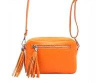Malá oranžová kožená crossbody kabelka Vera Pelle no. 76 oranžová, kůže