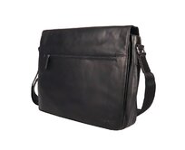 Opravdu velká kožená hladká černá crossbody taška GreenWood no. 835 černá, kůže