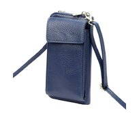 Malá kožená modrá crossbody kabelka (pouzdro na mobil a peněženka) Gregorio 07 modrá, kůže