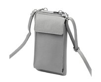 Malá kožená šedá crossbody kabelka (pouzdro na mobil a peněženka) Gregorio 07 šedá, kůže