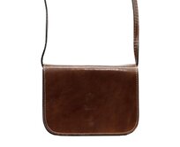 Tmavěhnědá pevná kožená crossbody kabelka Florence 43 tmavěhnědá, kůže