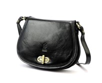 Černá středně velká kožená crossbody kabelka Florence no. 873 černá, kůže