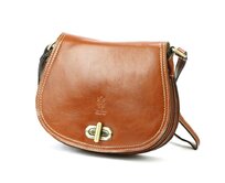 Hnědá středně velká kožená crossbody kabelka Florence no. 873 hnědá, kůže