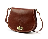 Tmavěhnědá středně velká kožená crossbody kabelka Florence no. 873 tmavěhnědá, kůže