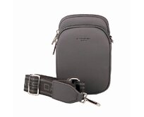 Dvouoddílová šedá crossbody kabelka (taštička) na mobil David Jones CM6906A šedá, syntetická kůže