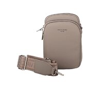 Dvouoddílová šedo-hnědá crossbody kabelka (taštička) na mobil David Jones CM6906A šedo-hnědá, syntetická kůže