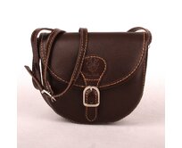 Tmavěhnědá malá kožená crossbody kabelka no. 45 hnědá, kůže