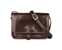 Tmavěhnědá středně velká kožená crossbody kabelka no. 444 tmavěhnědá, kůže