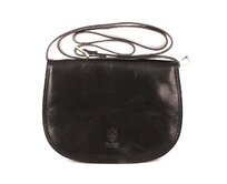 Černá středně velká kožená crossbody kabelka no. 49 černá, kůže