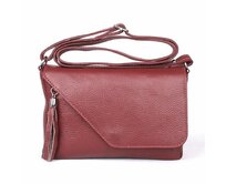 Malá tmavěčervená kožená crossbody kabelka no. 151 černá, kůže