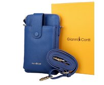 Kožená modrá crossbody kabelka (pouzdro na mobil) Gianni Conti modrá, kůže