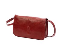 Červená pevná malá kožená crossbody kabelka Florence 107 červená, kůže