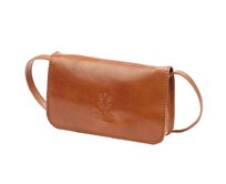 Hnědá pevná malá kožená crossbody kabelka Florence 107 hnědá, kůže