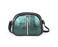 Tříoddílová kožená zelená crossbody kabelka Vera Pelle  no. 351 zelená, kůže