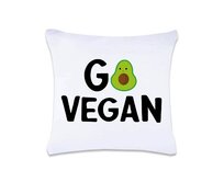 DOBRÝ TRIKO Polštář s potiskem Go vegan 40 x 40 cm Oboustranný tisk: ANO