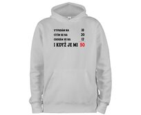 DOBRÝ TRIKO Mikina s potiskem a kapucí Je mi 50 Velikost: 3XL, Barva: Světle šedý melír Světle šedý melír, 3XL