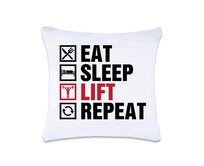 DOBRÝ TRIKO Polštář s potiskem Eat sleep lift 40 x 40 cm Oboustranný tisk: NE