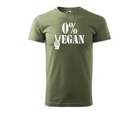 DOBRÝ TRIKO Pánské tričko s potiskem 0% VEGAN Velikost: L, Barva: Khaki Khaki, L