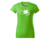 DOBRÝ TRIKO Vtipné dámské tričko s potiskem Co se stane na vodě Barva: Apple green, Velikost: 2XL Apple green, 2XL