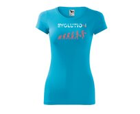 DOBRÝ TRIKO Vtipné dámské tričko Evoluce ženy Velikost: 2XL, Barva: Tyrkysová Tyrkysová, 2XL