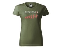 DOBRÝ TRIKO Dámské tričko Evoluce ženy Barva: Khaki, Velikost: 2XL Khaki, 2XL