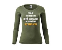 DOBRÝ TRIKO Dámské tričko s dlouhým rukávem vlastní motiv Velikost: XL, Barva: Khaki Khaki, XL