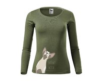 Dámské tričko s dlouhým rukávem Sphynx Velikost: XS, Barva: Khaki Khaki, XS