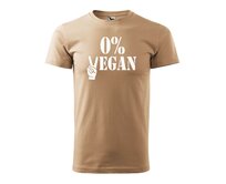 DOBRÝ TRIKO Pánské tričko s potiskem 0% VEGAN Velikost: 3XL, Barva: Písková Písková, 3XL