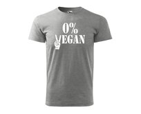 DOBRÝ TRIKO Pánské tričko s potiskem 0% VEGAN Velikost: 3XL, Barva: Tmavě šedý melír Tmavě šedý melír, 3XL