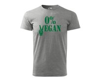 DOBRÝ TRIKO Pánské tričko s potiskem 0% VEGAN zelený potisk Velikost: 3XL, Barva: Tmavě šedý melír Tmavě šedý melír, 3XL