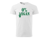 DOBRÝ TRIKO Pánské tričko s potiskem 0% VEGAN zelený potisk Velikost: 4XL, Barva: Bílá Bílá, 4XL