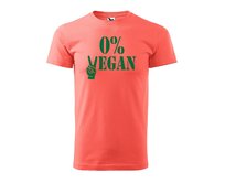 DOBRÝ TRIKO Pánské tričko s potiskem 0% VEGAN zelený potisk Velikost: 4XL, Barva: Korálová Korálová, 4XL