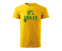 DOBRÝ TRIKO Pánské tričko s potiskem 0% VEGAN zelený potisk Velikost: 4XL, Barva: Žlutá Žlutá, 4XL