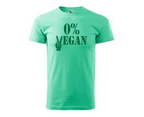 DOBRÝ TRIKO Pánské tričko s potiskem 0% VEGAN zelený potisk Velikost: 4XL, Barva: Mátová Mátová, 4XL