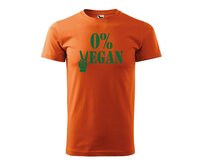 DOBRÝ TRIKO Pánské tričko s potiskem 0% VEGAN zelený potisk Velikost: 4XL, Barva: Oranžová Oranžová, 4XL