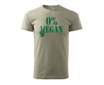 DOBRÝ TRIKO Pánské tričko s potiskem 0% VEGAN zelený potisk Velikost: 4XL, Barva: Světle khaki Světle khaki, 4XL