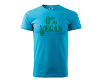 DOBRÝ TRIKO Pánské tričko s potiskem 0% VEGAN zelený potisk Velikost: 4XL, Barva: Tyrkysová Tyrkysová, 4XL