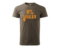 DOBRÝ TRIKO Pánské tričko s potiskem 0% VEGAN oranžový potisk Velikost: 2XL, Barva: Army Army, 2XL